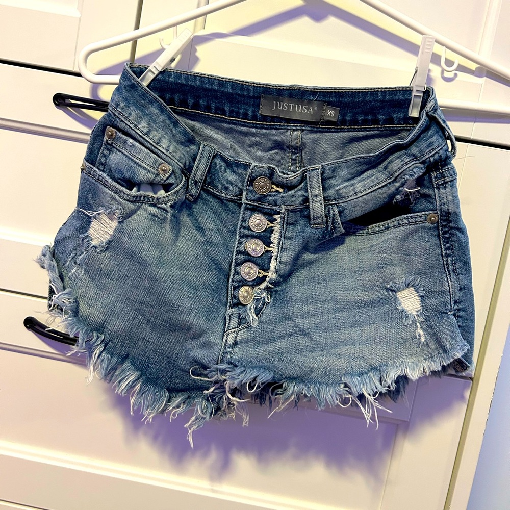 Just USA Button Up Jean Shorts